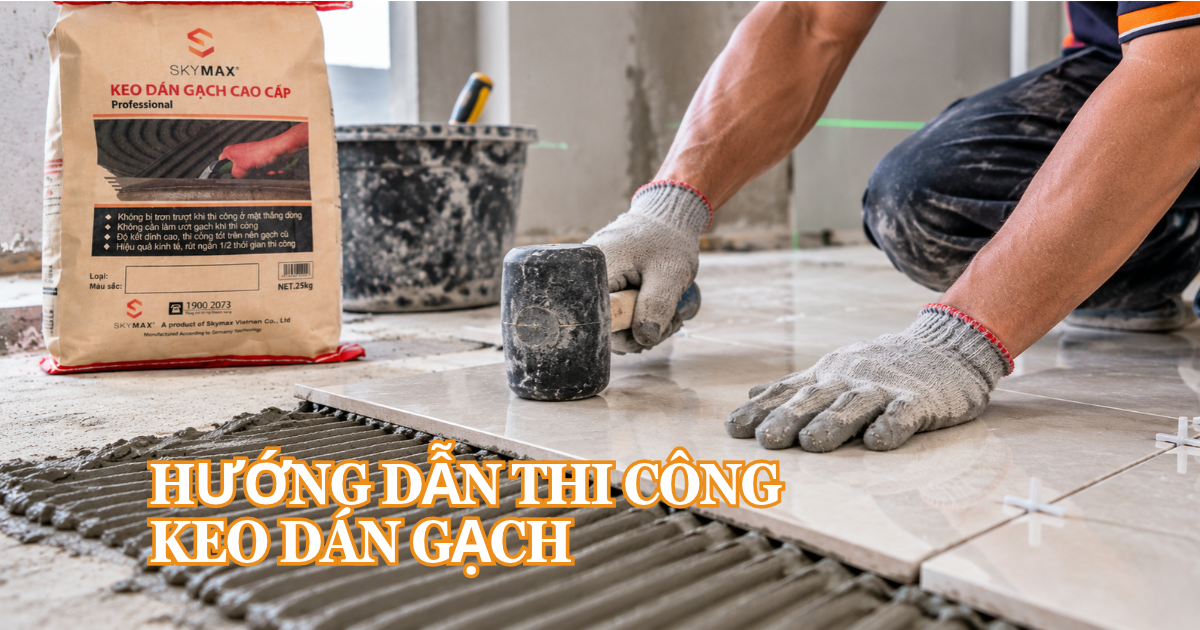 Hướng dẫn thi công keo dán gạch Skymã